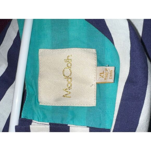 Modcloth XL Dress Floral Striped Boho Lilypad sleeveless twofer blue black - Picture 6 of 7